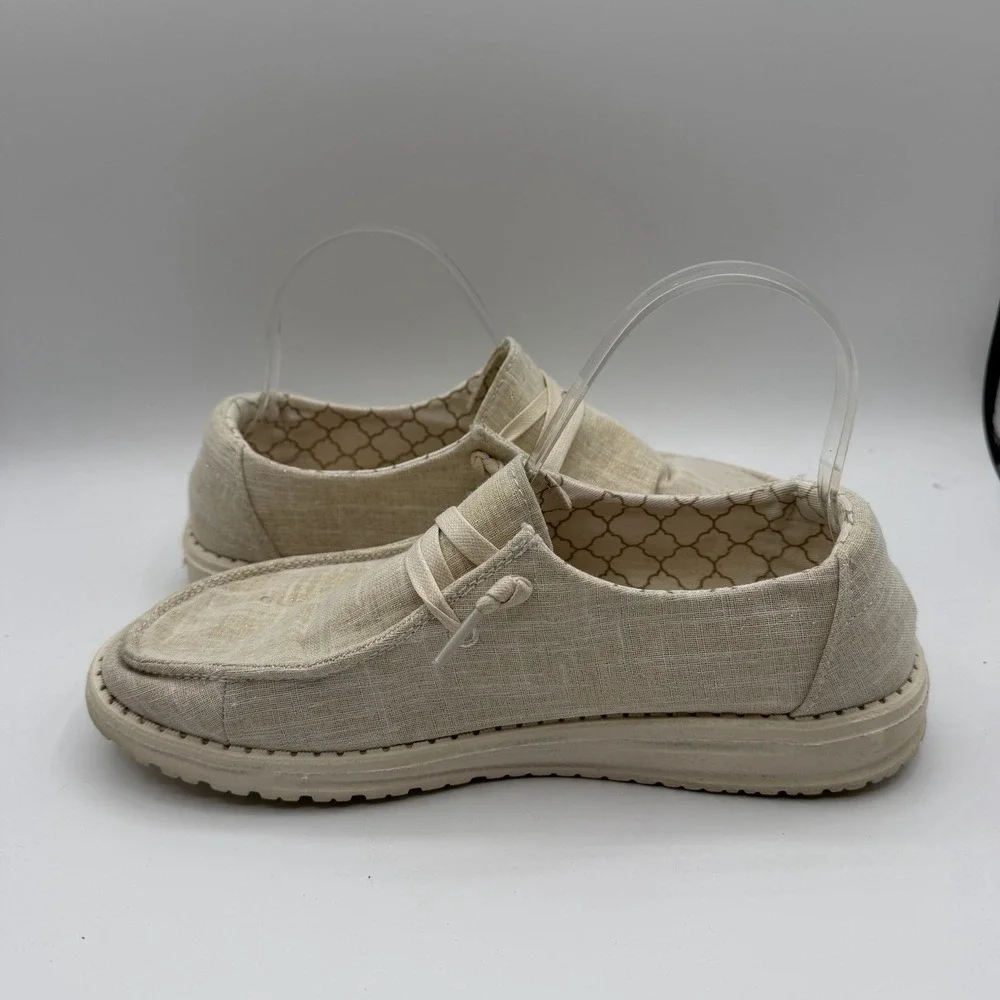 Hey‎ Dude Wendy Shoes Womens Sz 8 Sparkling Gold Cream Slip On Loafers Comfort